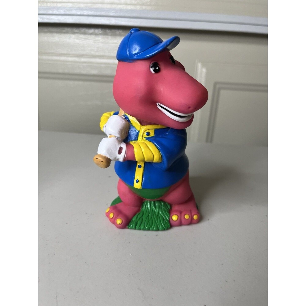 Vintage 1992 Barney Play Ball Coin Piggy Bank Purple Dinosaur Figure